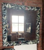 1 x Bespoke 1.2-Metre Square Framed Wall Mirror Upholstered in a Premium Floral - Recently Removed