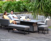 1 x MAZE 'Pulse' Outdoor Fabric Rectangular Corner Dining Set with Rising Table in Flanelle Grey -