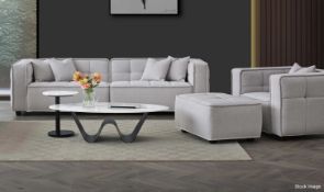1 x ALUXO Murray 2.6-Metre 4-Seater Sofa & Chair Set in a Putty Bouclé Fabric - Original RRP £1,299