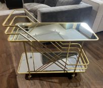 1 x Art Deco Style Mirrored Hostess Drinks Trolley on Castors