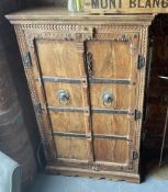 1 x Vintage 2-Door Cabinet with Carved Details - Recently Removed from a Luxury Furniture Retailer -
