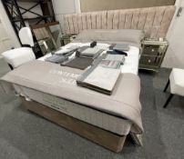 1 x Luxury 5ft Kingsize Bed with Upholstered Headboard and Royal Coil Mattress - Recently Removed