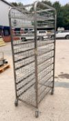 1 x Catering Tray Trolley With 11 Wire Baskets