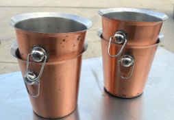 3 x Copper Ice Buckets / Wine Coolers - Dimensions: H20 x W30 x D30 cms