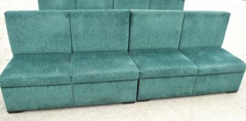 1 x Four Seater Seating Bench - Features a Hard Wearing Green Fabric and Comes in Two Sections for