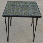 1 x Square Tile Side Table with a Moorish and Art Deco Style Design - Dimensions: H65 x W63 x D63