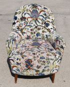 1 x George Smith Lounge Chair Featuring Floral Fbric Upholstery and Wooden Feet