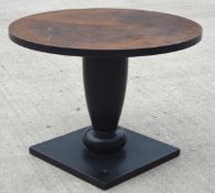 1 x Large Restaurant Bar Table Featuring a Round Wooden Top, Column Pedestal and Floor Support