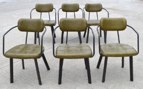 6 x Fraser Vintage 1950's Style Armchairs Featiung Vintage Green Seat Pads and Backrests