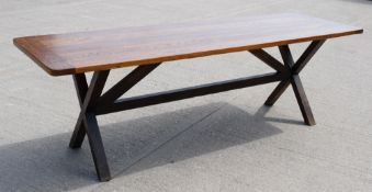 1 x Solid Oak 2.4m Refectory Dining Table with Cross Leg Base, Beautifully Grained Rectangular Table