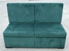 1 x Two Seater Seating Bench - Features a Hard Wearing Green Fabric and Comes in Two Sections for