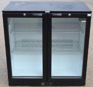 1 x Kitchen LG0208H Backbar Two Door Bottle Cooler in Black
