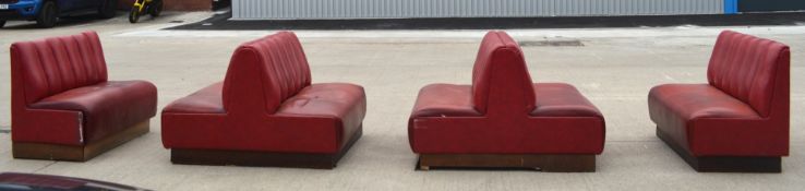 1 x Collection of Restaurant / Bar Seating Booths Suitable for Upto 12 Persons - Deep Red Faux
