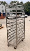1 x Catering Tray Trolley With 11 Wire Baskets