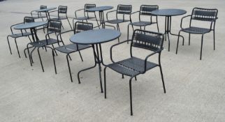5 x Outdoor Table and Chair Sets - Includes 5 x Round 70cm Tables and 10 x Stackable Chairs