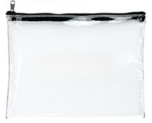 300 x Lexicon Transparant Clear Pencil Case with Coloured Zip - Colour: Black - New Boxed Stock