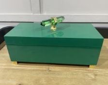1 x High Gloss Lacquered Jewellery Trinket Box in Green with Cut Glass Prism - Recently Removed from