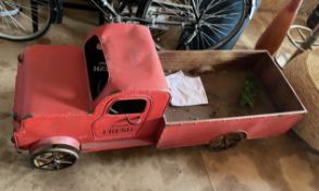 1 x Large Decorative Painted Metal Truck Garden Planter in Red, 1.5-Metres Long