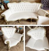 1 x Opulent Bespoke 3-Piece French Period-Style Hand Upholstered Sofa Set - Original Price £2,500