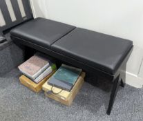 1 x Bespoke Leather Upholstered 2-Seater Bench in Black - Crafted in the UK - Recently Removed
