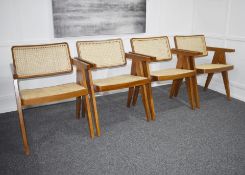 Set of 4 x RESIDENCE Teak Rattan Wooden Dining Chairs with Arms - Original Price £1,280 - Recently
