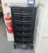 1 x CH Black Baroque-style Curved 6-Drawer Cabinet with a Distressed Finish - Original Price £295.00
