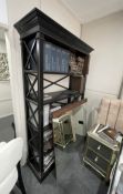 1 x Black Lattice 2-Metre Tall Bookcase / Display Unit - Recently Removed from a Luxury Furniture