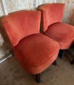Pair of Bespoke Velvet Hand-Upholstered Chairs in Burnt Orange - Made in the UK - Original