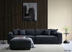 1 x ALUXO 'Dakota' 4 Seater Duck Feather Padded Sofa in a Bouclé Fabric with Foot Stool - RRP £2,499