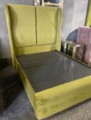1 x Bespoke Luxurious Green Velvet Upholstered 5ft King Size Bedframe with High Wingback Headboard