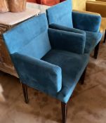 Pair of Bespoke Velvet Hand-Upholstered Chairs in Blue - Made in the UK - Original Price £500.00 -
