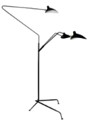 1 x Black Orchid Triple Arm Floor Light - Carbon Steel Triple Adjustable Light Floor Lamp with a