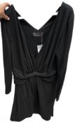 1 x ANNE BELIN Ladies' Designer Long Sleeve Draped V-Neck Dress in Black - Size: EU46 - Original