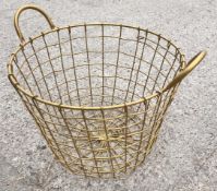 4 x Decorative Wire Storage / Log Baskets with a Gold Finish - Ex-Showroom Display Pieces - Ref:
