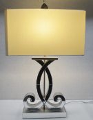 1 x COACH HOUSE Branded Table Lamp Light with Clear Mirrored Glass Base and Faux Silk Shade - Ref: