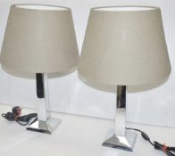 Pair of Heathfield & Co. Branded Modern Table Lamps with Chromed Metal Bases - Original Value £1,600