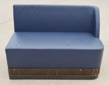 1 x Commercial Right-Hand Booth Seating Bench Module, Upholstered in a Rich Blue Faux Leather - Ex-