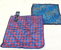 2 x BOGGI Handkerchiefs - Blue Leaf Pattern And Red/Navy Dot - Original Price £78.00 - Ref: HNB188/