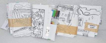 4 x EATSLEEPDOODLE Assorted Colour-in Placemats with Wash-out Pens - Total Original Value £61.80