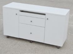 1 x Luxury 2-Door, 3-Drawer 1.2-Metre Executive Office Sideboard in Gloss White - Ref: ALT497 -