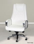 1 x Luxury Executive Genuine Leather Uplostered High-Back Office Chair in White - Ref: ALT499 -