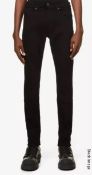 1 x Pair of PAIGE 'Federal' 'Mens' Slim Straight-leg Stretch-Denim Jeans in Shadow Black - Size: 38