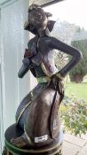 1 x Decorative Exotic Metal Statue Depicting a Lady in a Dramatic Pose - Over Half a Metre Tall -