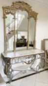 1 x Ornate Stone-Topped Console Table with Mirror - Ref: AAS141 / HWAY - CL1049 - NO VAT ON THE