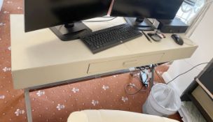 1 x Upholstered Desk with Drawer and Chrome Frame - Ref: HP297 / BED - CL1049 - NO VAT ON THE HAMMER