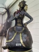 1 x Decorative Exotic Metal Statue Depicting a Lady in a Dramatic Pose - Over Half a Metre Tall -