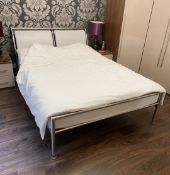 1 x JAYBE Kingsize Bed Frame in Chrome with White Faux Leather Headrests - Ref: HF299 / BED - CL1049