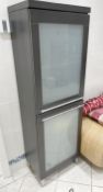 1 x Upright 2-Door Bathroom Cabinet with Frosted Glass Double Door Frontage - Ref: AAS179 / SWM -