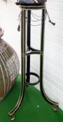 1 x Elegant Slender Side Table / Plant Stand in Black and Gold with Rope-Style Decoration and Lion