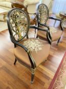 Pair of Ornate French-style Salon Chairs with Upholstered Seats - Ref: AAS109+ AAS110 / LNG1 -